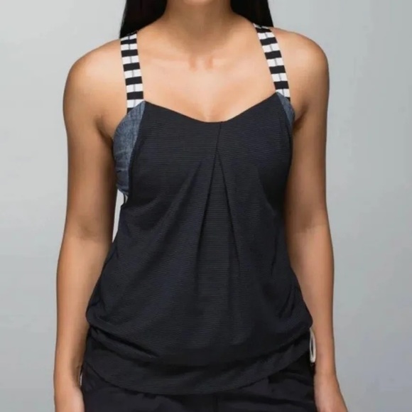 Lululemon Rest Less Tank 6 Burlap Texture Black Dune Strappy Bra Top Racerback - Picture 1 of 11